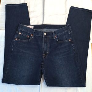 GAP girlfriend mid-rise straight-cut dark-wash 27"/30"